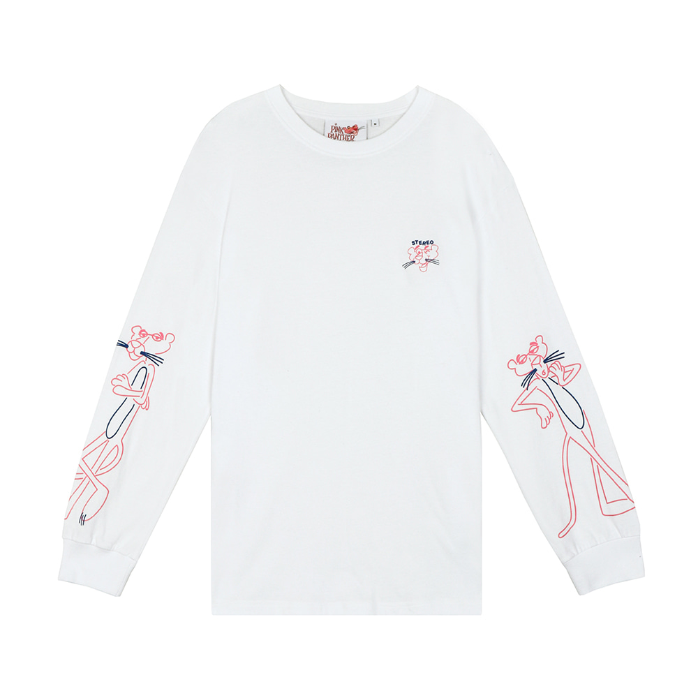 [FW19 Pink Panther] Neon PP Long Sleeve(White) STEREO-SHOP