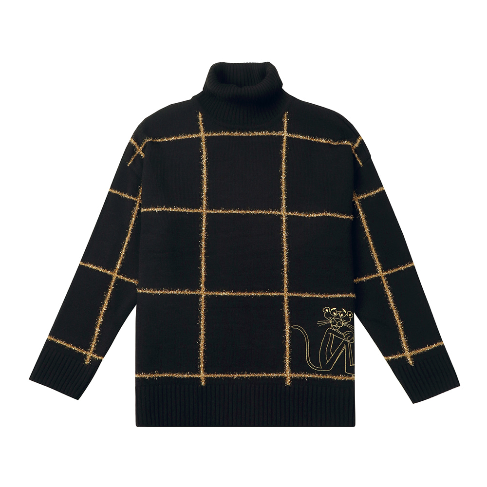 [FW19 Pink Panther] Gold Check Knit(Black) STEREO-SHOP
