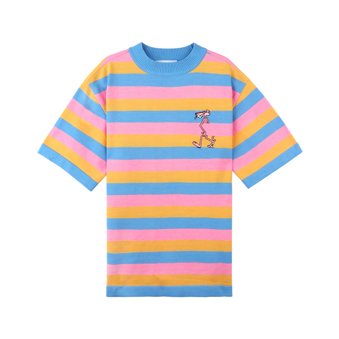 [SS19 Pink Panther] PP Stripe S/S Knit(Blue) STEREO-SHOP