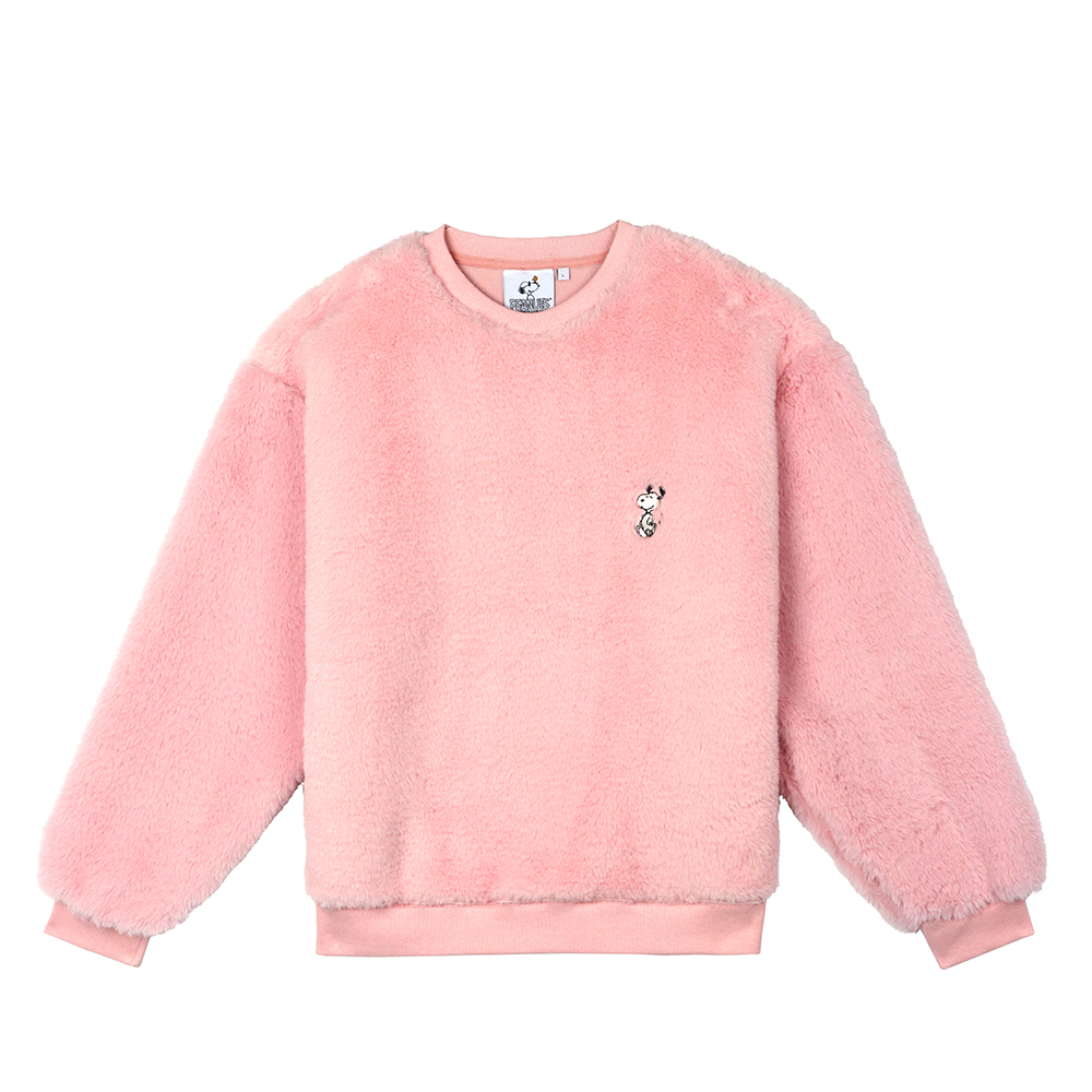 [FW18 Peanuts] Snoopy Fake Fur Sweatshirts(Pink) STEREO-SHOP