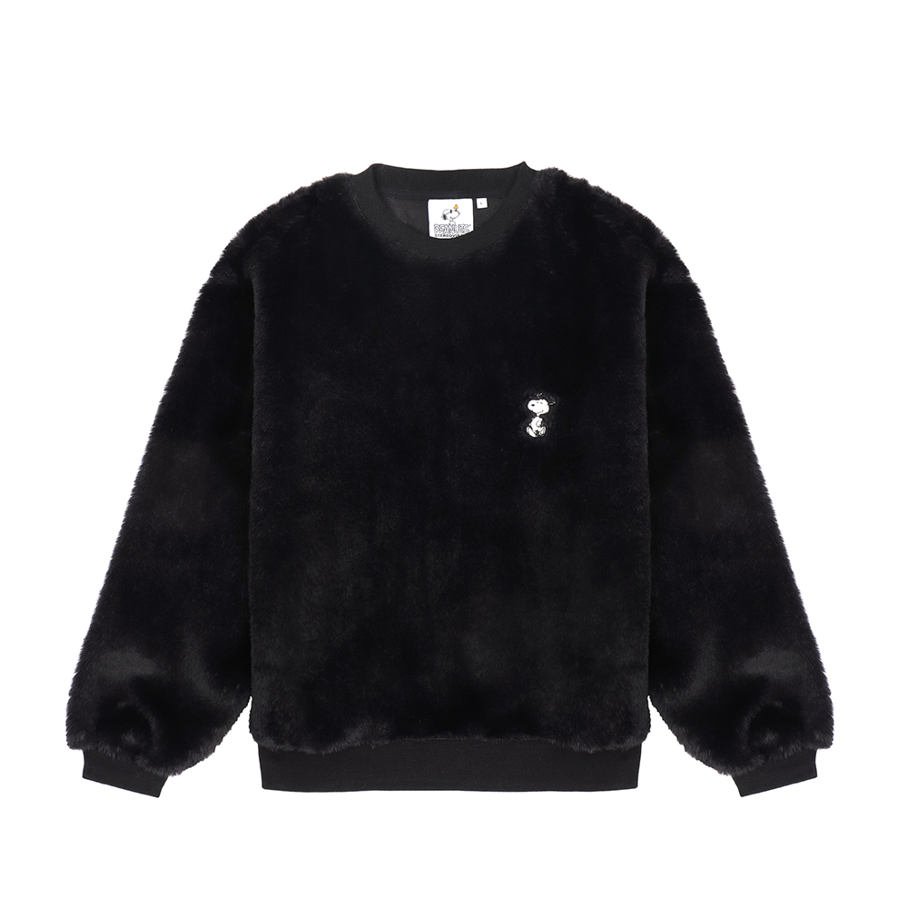 [FW18 Peanuts] Snoopy Fake Fur Sweatshirts(Black) STEREO-SHOP