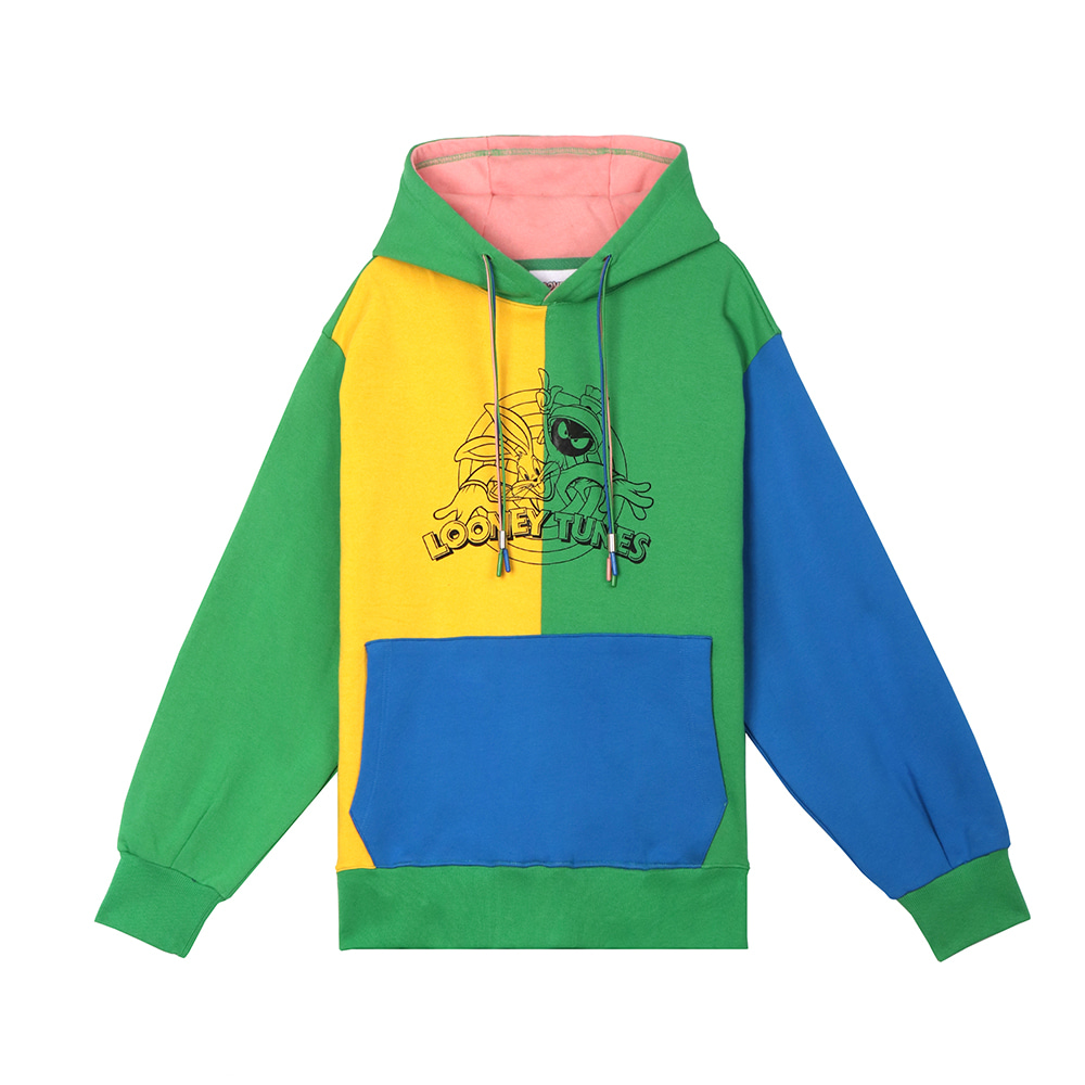 [SS19 STEREO X LOONEY TUNES] Colorblock Hoodie(Green) STEREO-SHOP