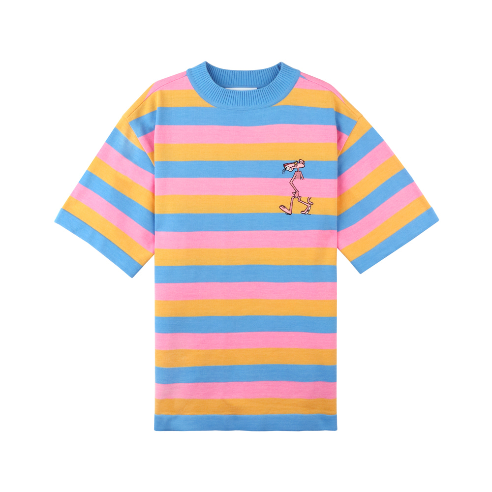 [SS19 Pink Panther] PP Stripe S/S Knit(Blue) STEREO-SHOP