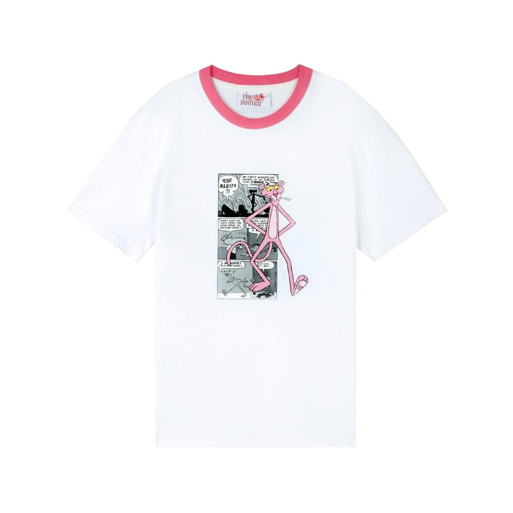 [SS19 Pink Panther] PP Neck Point T-Shirts(White) STEREO-SHOP