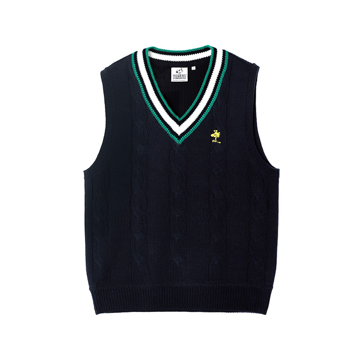 [SS18 Peanuts] Cable Knit Vest(Navy) STEREO-SHOP