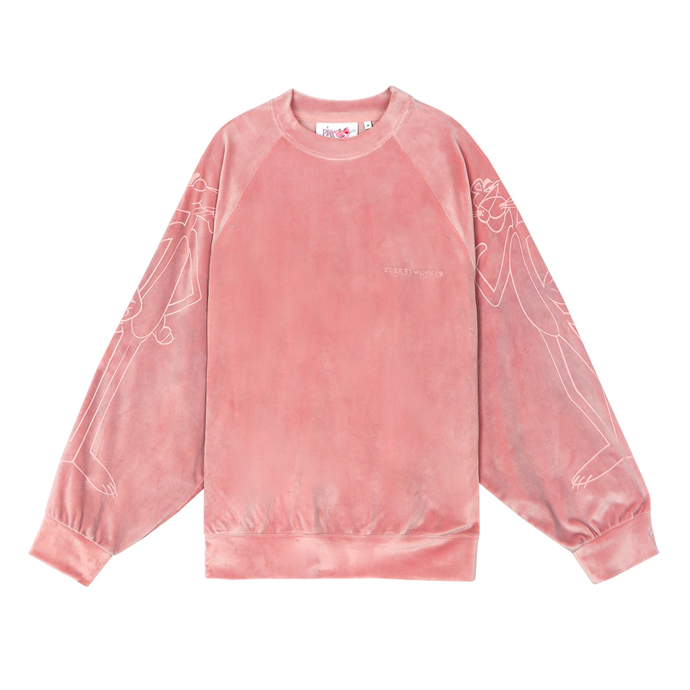 [FW19 Pink Panther] Velour Raglan Sweatshirts(Pink) STEREO-SHOP
