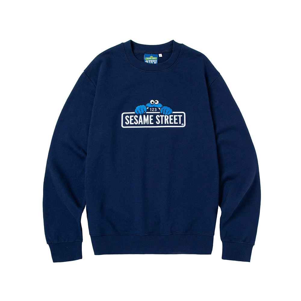 [SS20 SV X Sesame Street] SST Logo Sweatshirts(Navy) STEREO-SHOP