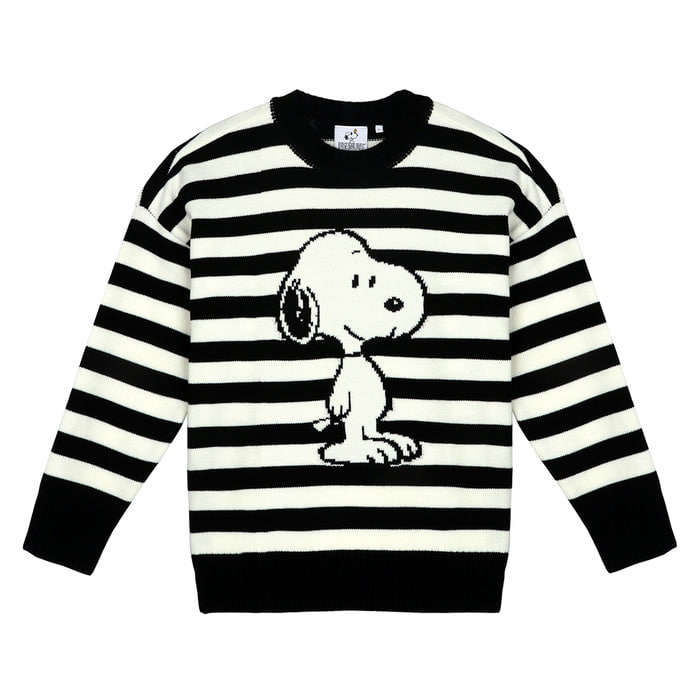 [FW18 Peanuts] Snoopy Stripe Pullover Knit(Black) STEREO-SHOP