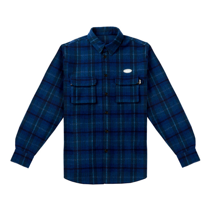 [FW18 SV] Logo Flannel Shirt(Blue) STEREO-SHOP