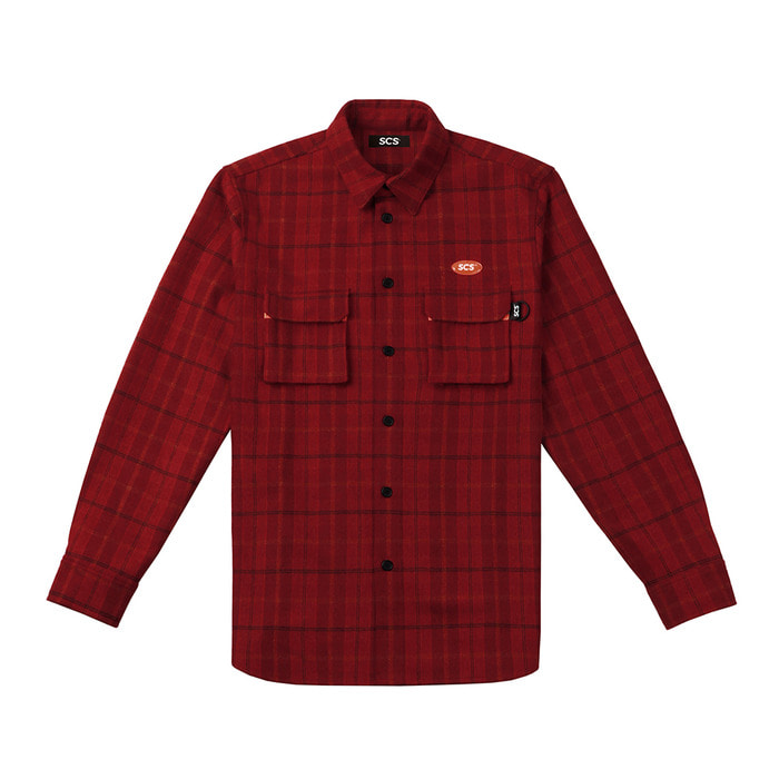 [FW18 SV] Logo Flannel Shirt(Red) STEREO-SHOP