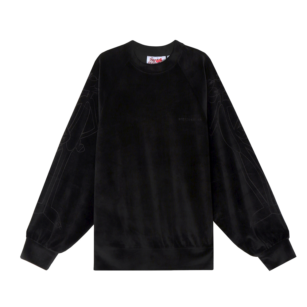 [FW19 Pink Panther] Velour Raglan Sweatshirts(Black) STEREO-SHOP